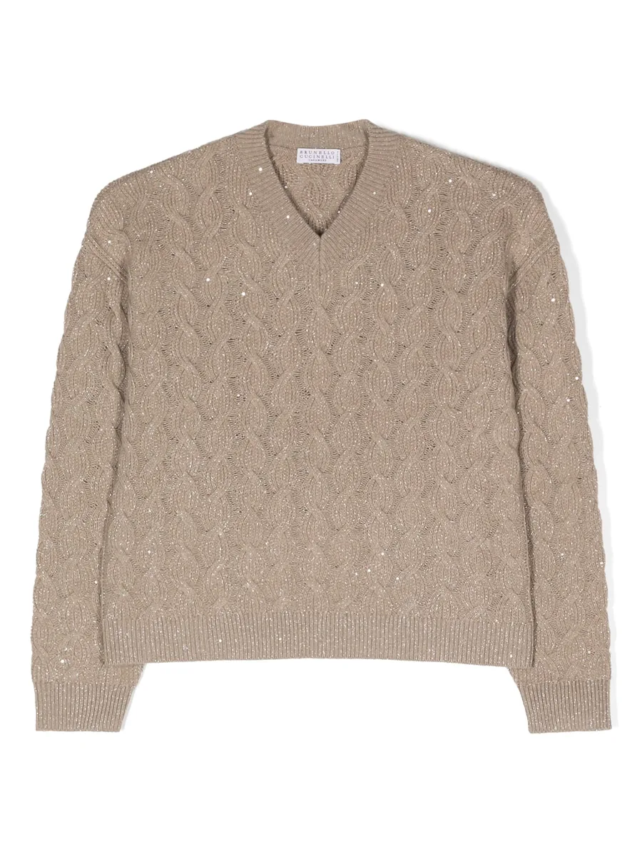 sequin-embellished cable-knit jumper 2
