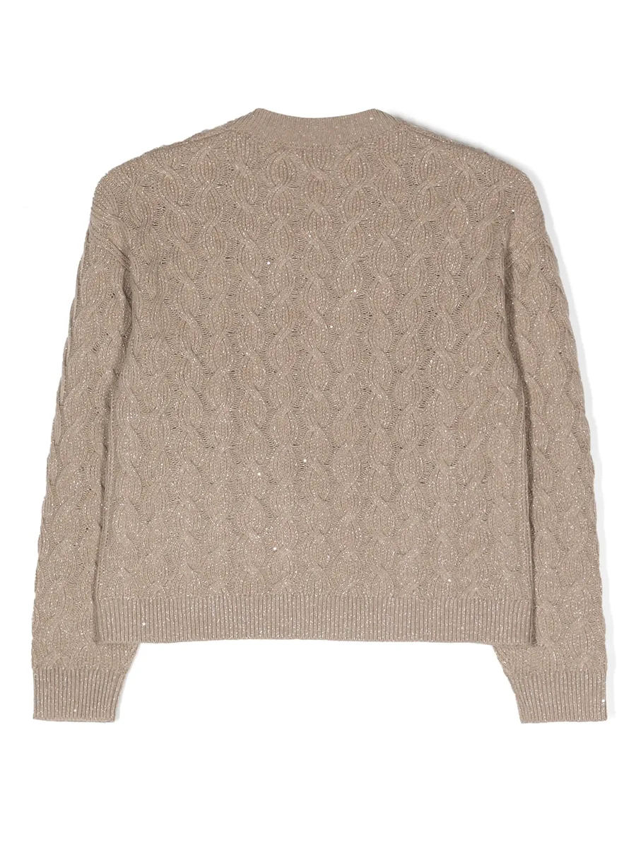 sequin-embellished cable-knit jumper 4