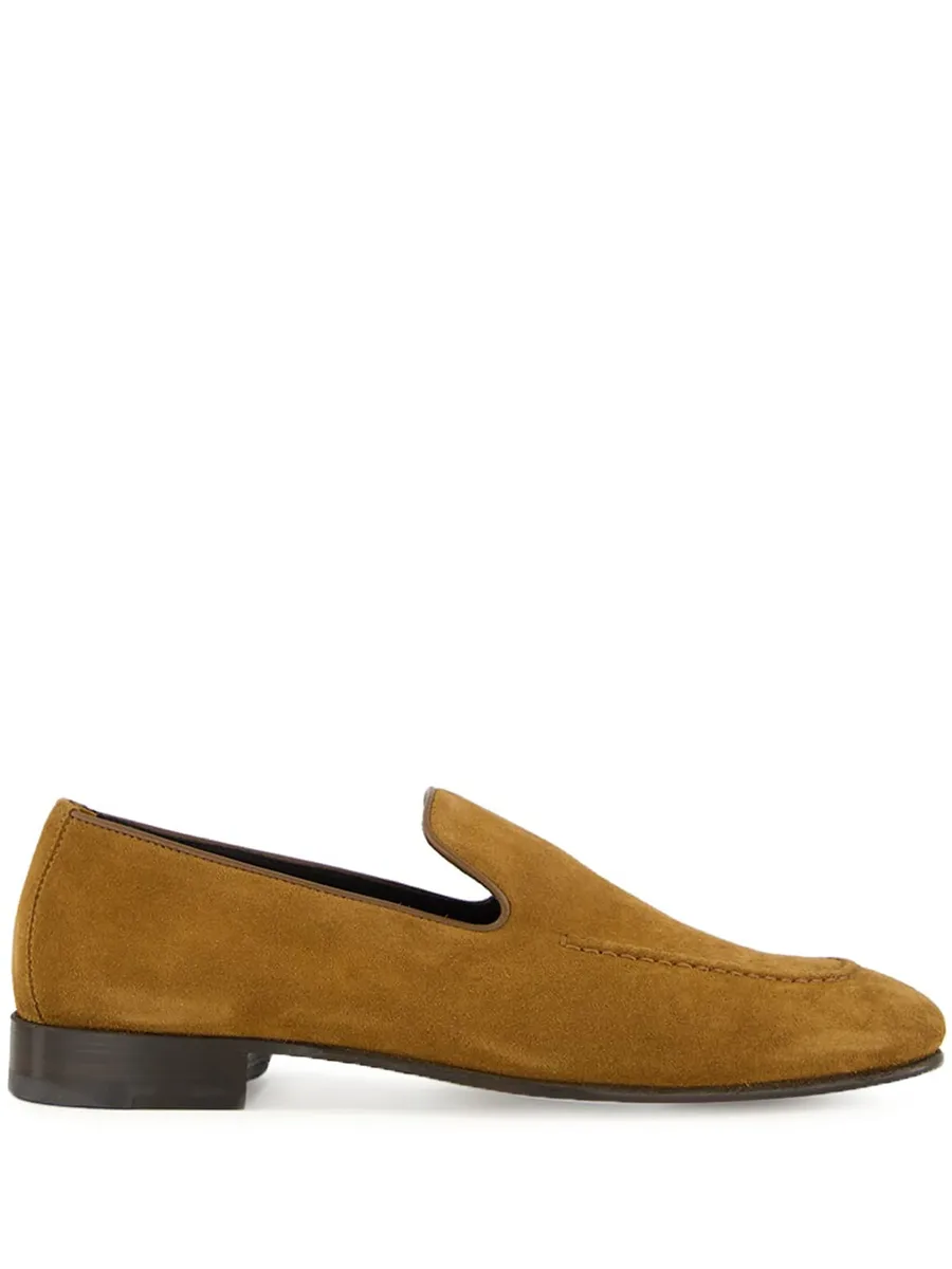 stitch-detailing suede slip-on loafers 2