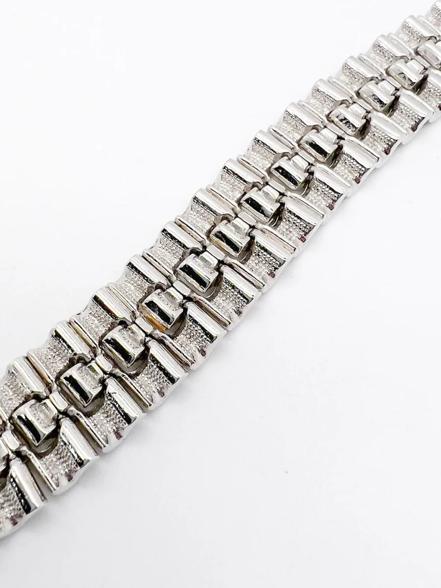 Vintage Deco Style Crystal Tank Track Bracelet 1950s 9