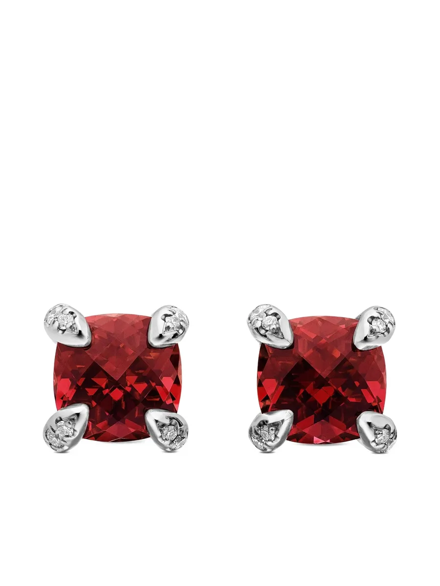 серебряные серьги Petite Chatelaine с родолитом 1