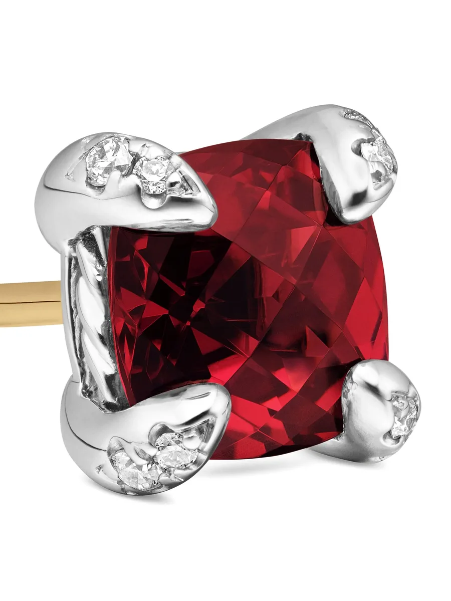 серебряные серьги Petite Chatelaine с родолитом 9