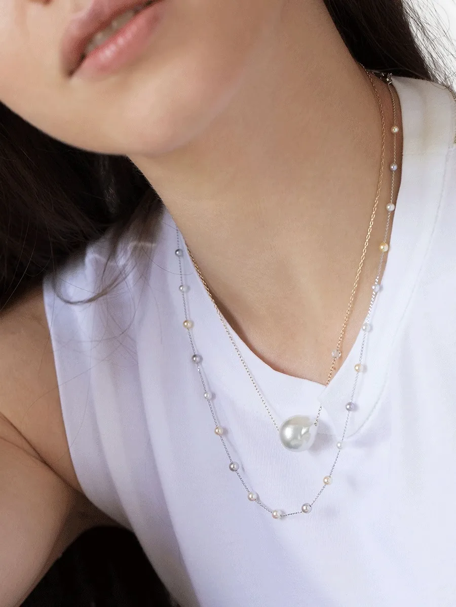 18K white gold Floating diamonds necklace 3