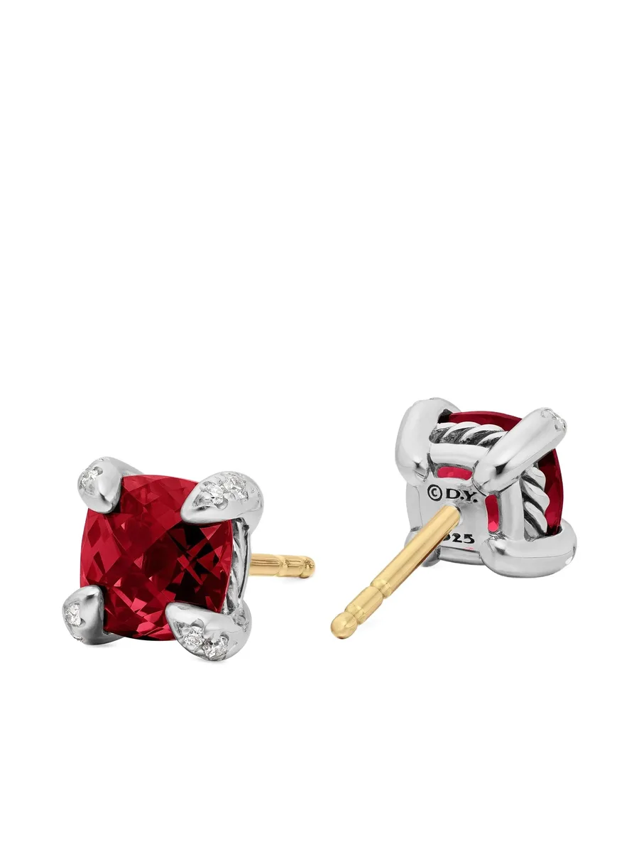 серебряные серьги Petite Chatelaine с родолитом 7