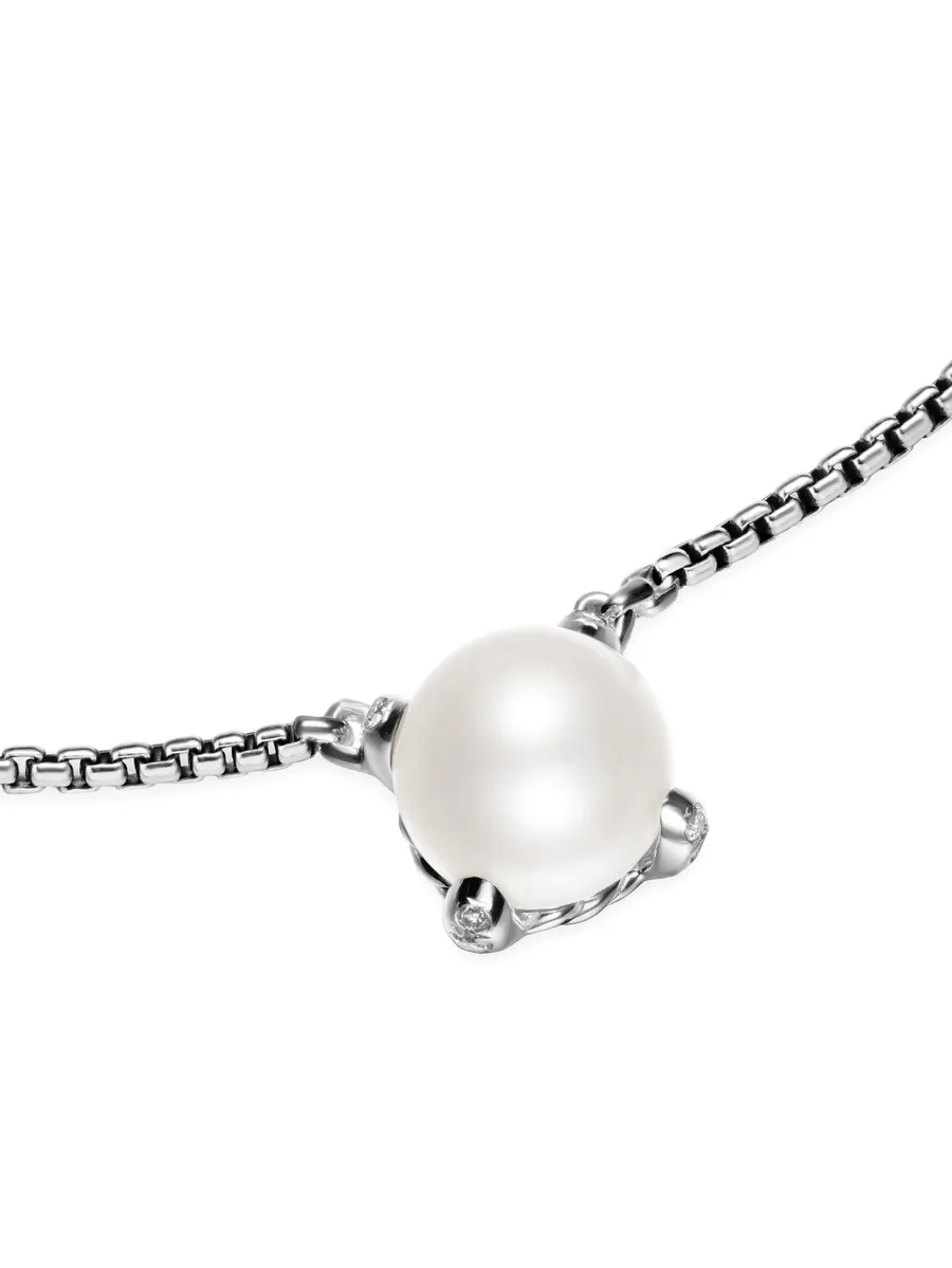 серебряное колье с бриллиантами и жемчугом 4