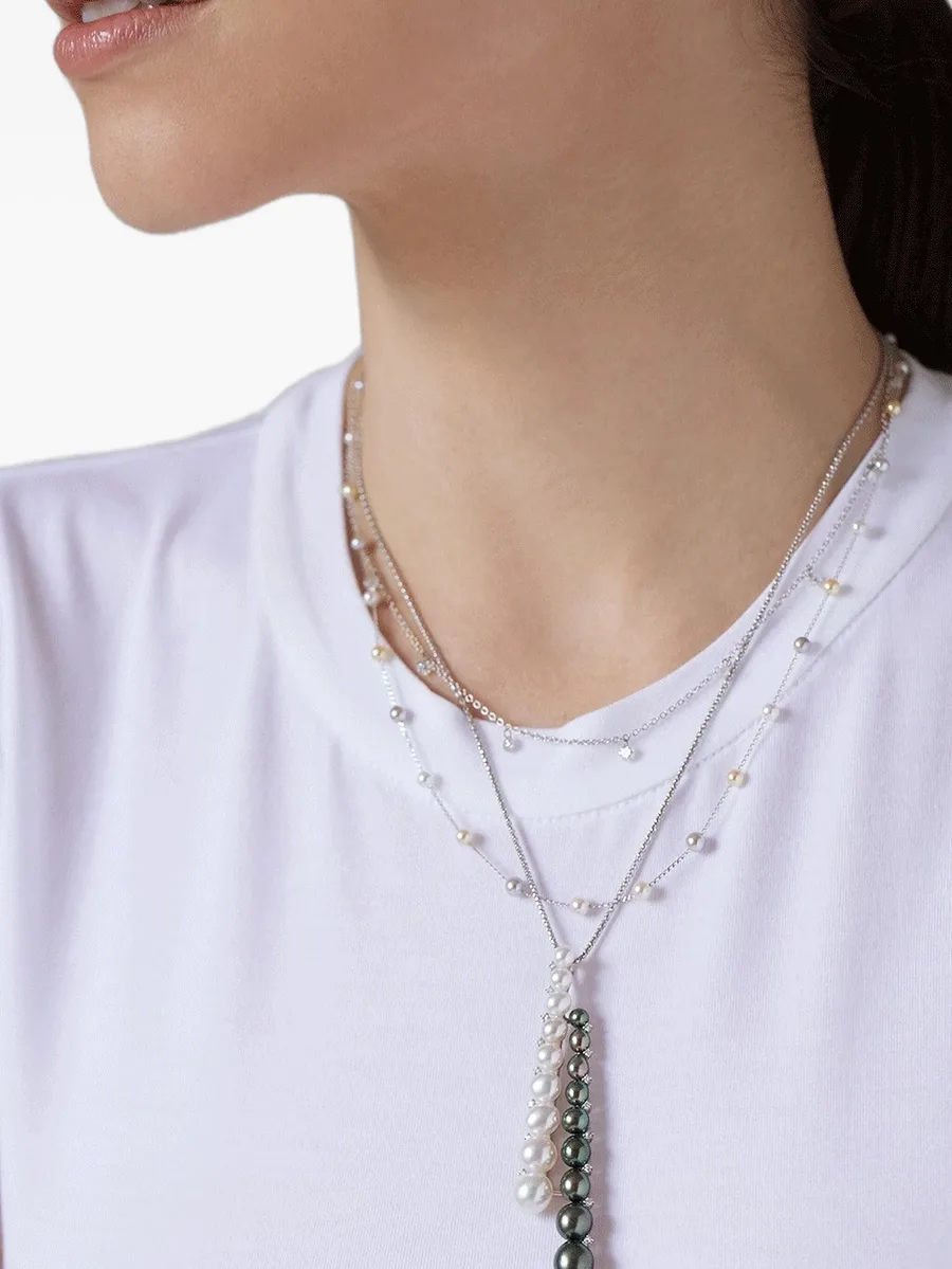 18K white gold Floating diamonds necklace 8
