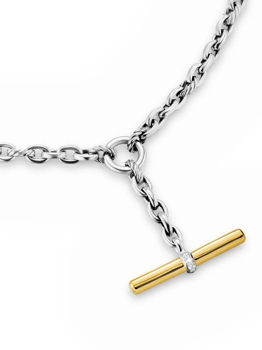 колье DY Mercer® Petite Toggle Chain из желтого золота и серебра с бриллиантами 5