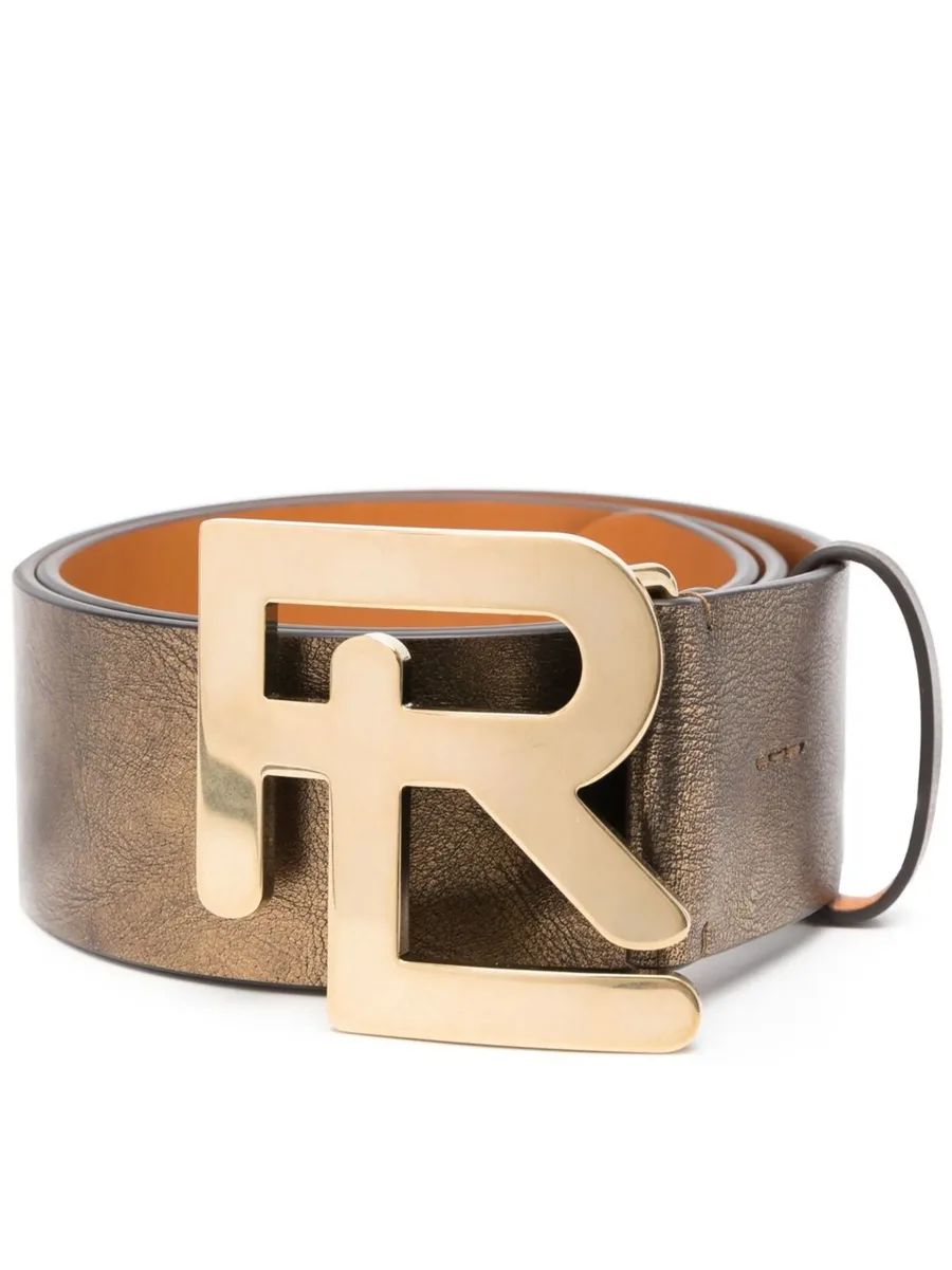 logo-buckle leather belt 2