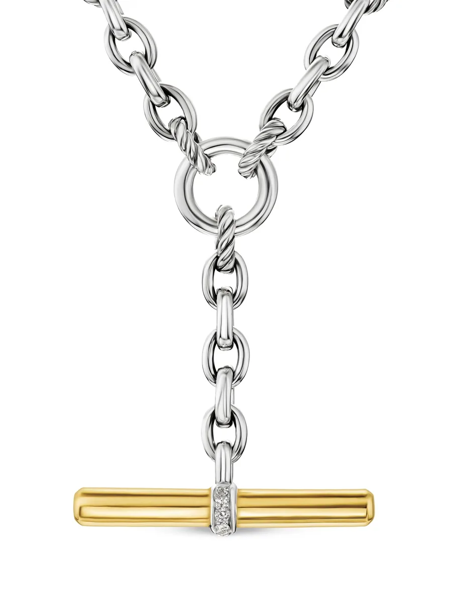колье DY Mercer® Petite Toggle Chain из желтого золота и серебра с бриллиантами 1