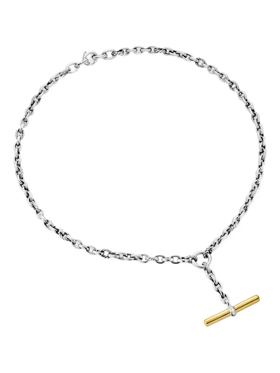 колье DY Mercer® Petite Toggle Chain из желтого золота и серебра с бриллиантами 3