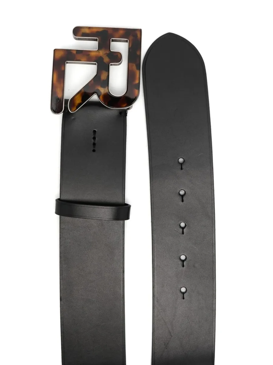 logo-buckle leather belt 5