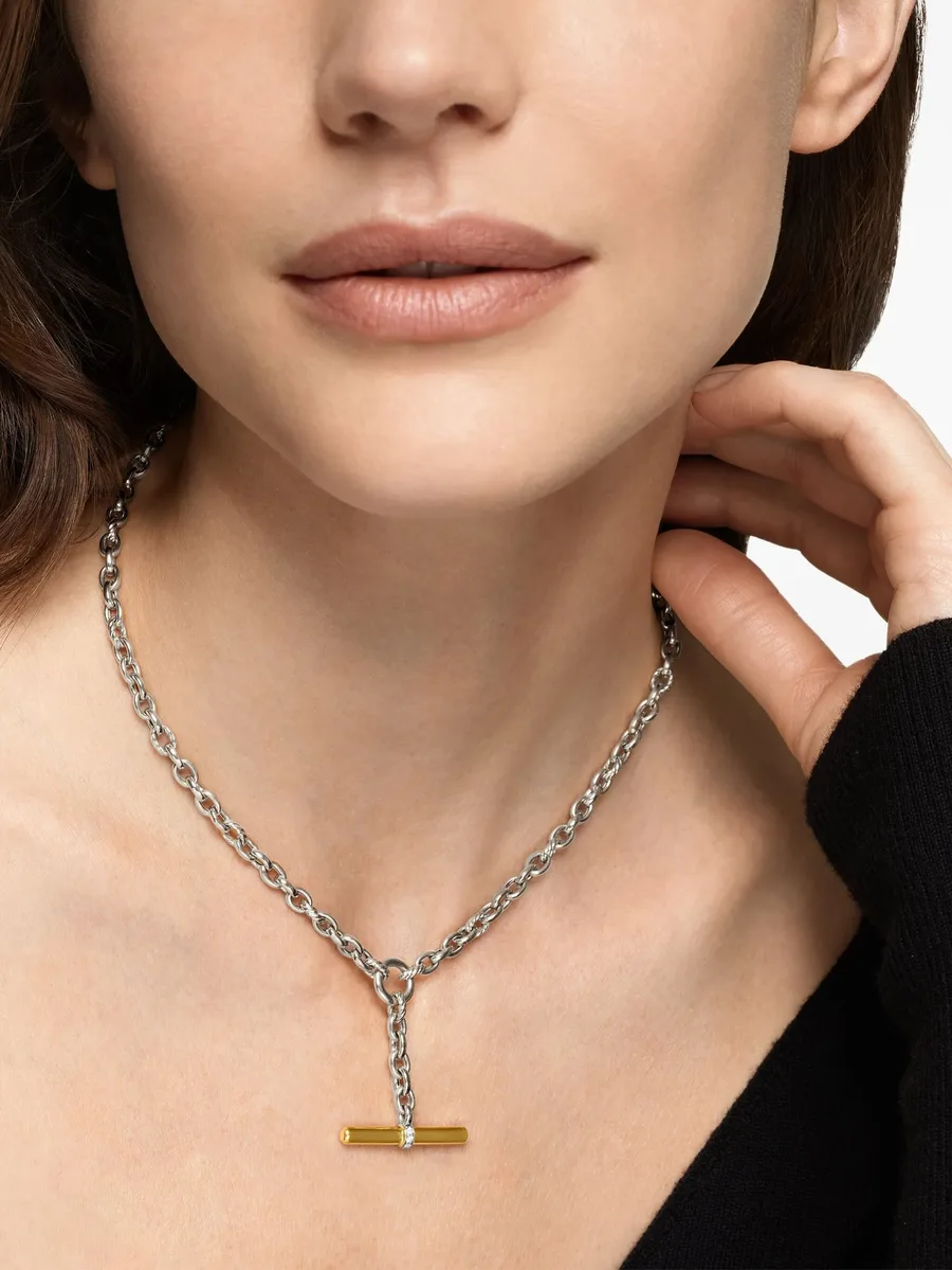 колье DY Mercer® Petite Toggle Chain из желтого золота и серебра с бриллиантами 2