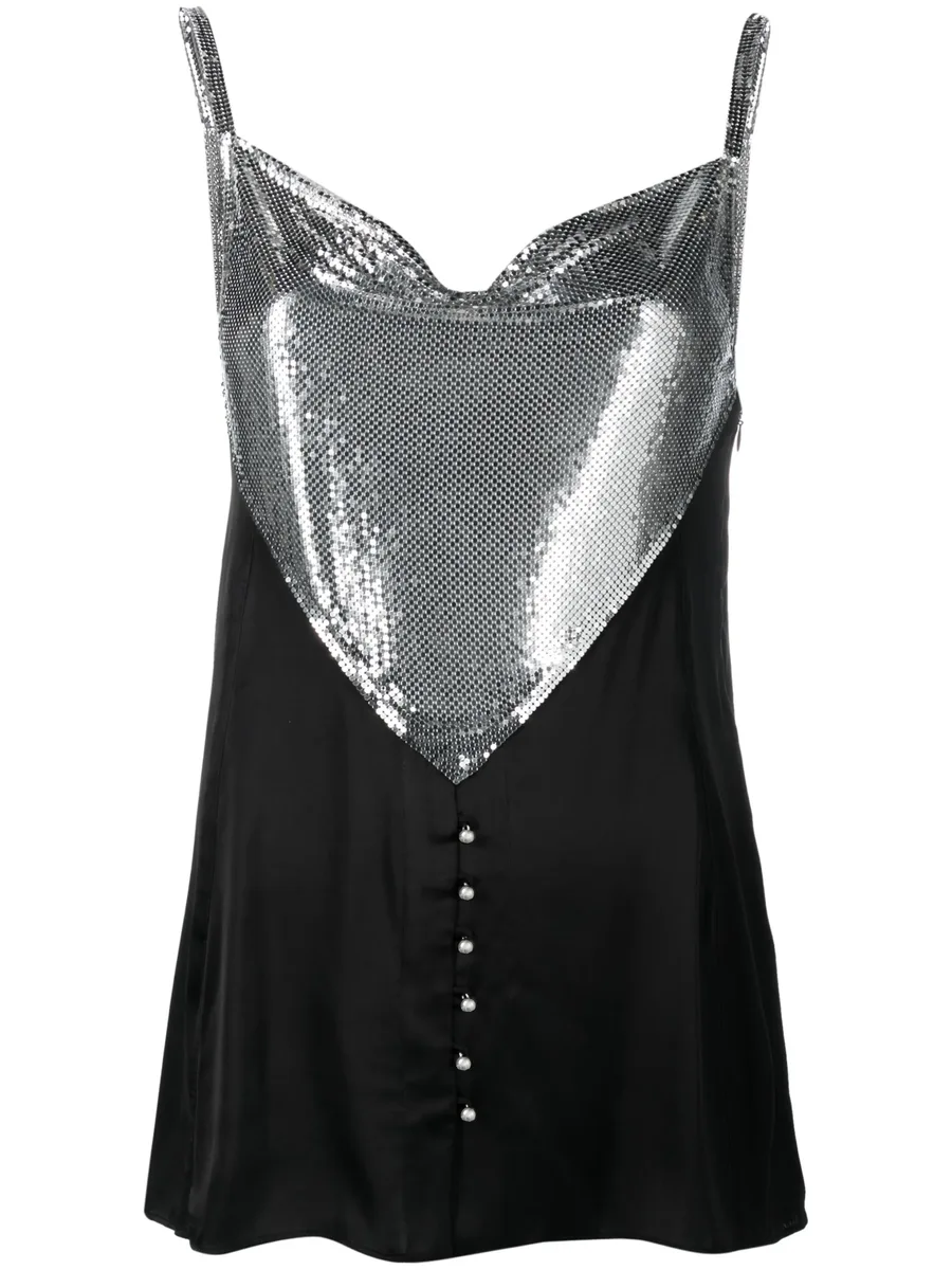chainmail-panelled cowl-neck vest 1