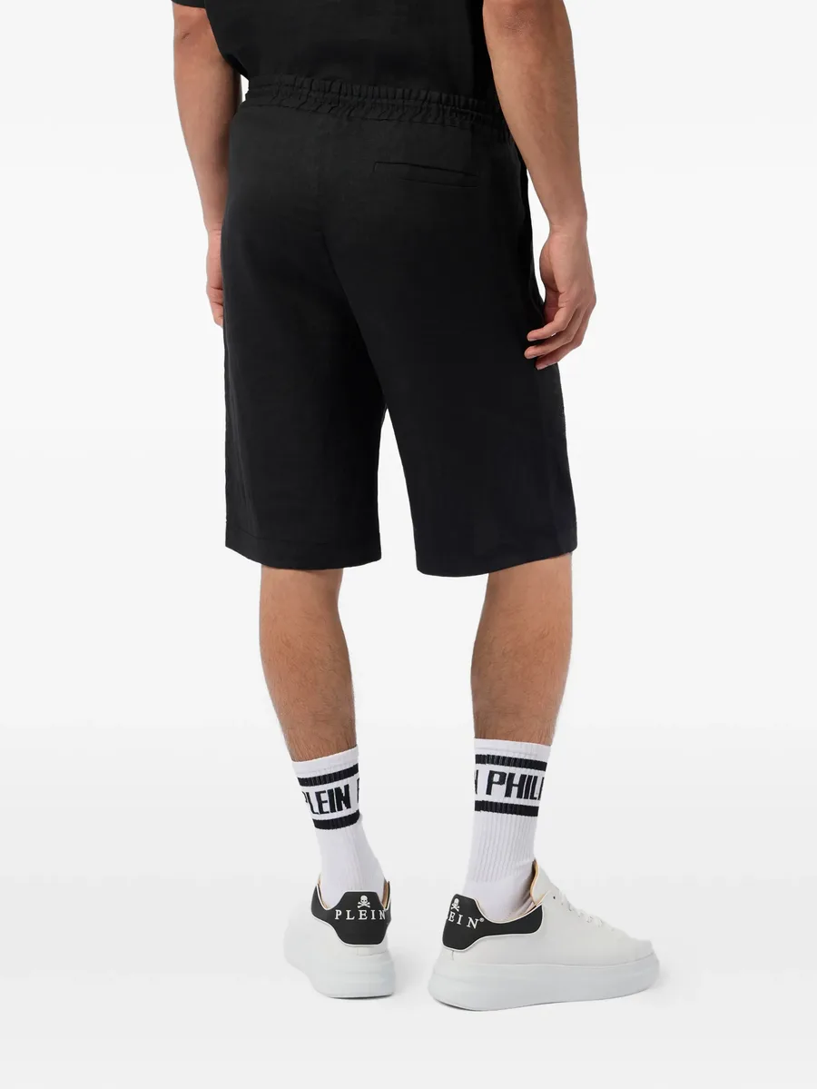 embroidered linen bowling shorts 5