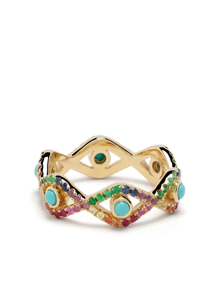 кольцо Rainbow Evil Eye Eternity из желтого золота 1