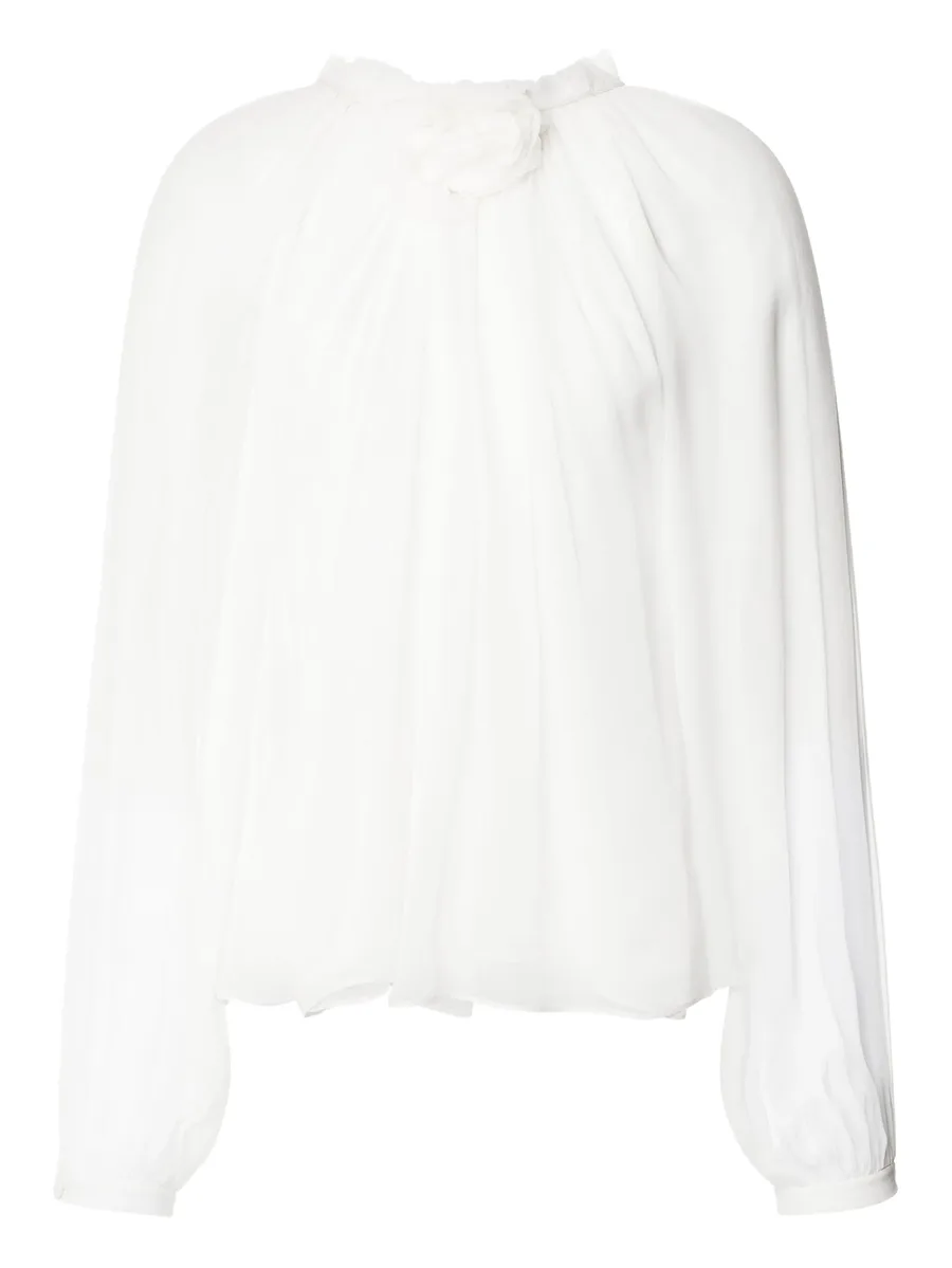 floral-appliqué sheer blouse 2