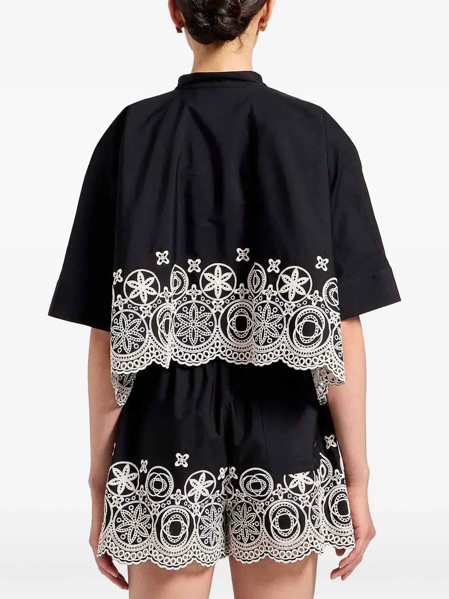 укороченная рубашка с вышивкой Mini Foulard Sangallo 5