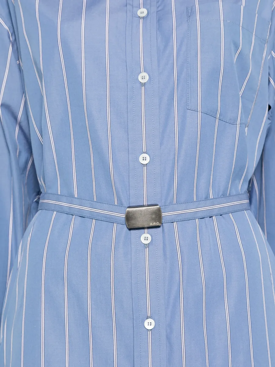 striped belted shirt midi dress 5