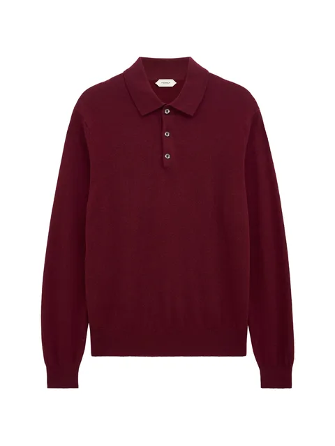 long-sleeve cashmere polo shirt