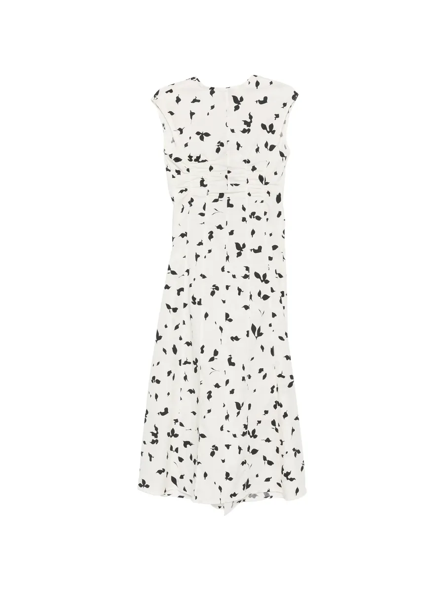 leaf-print ruched-detail dress 3