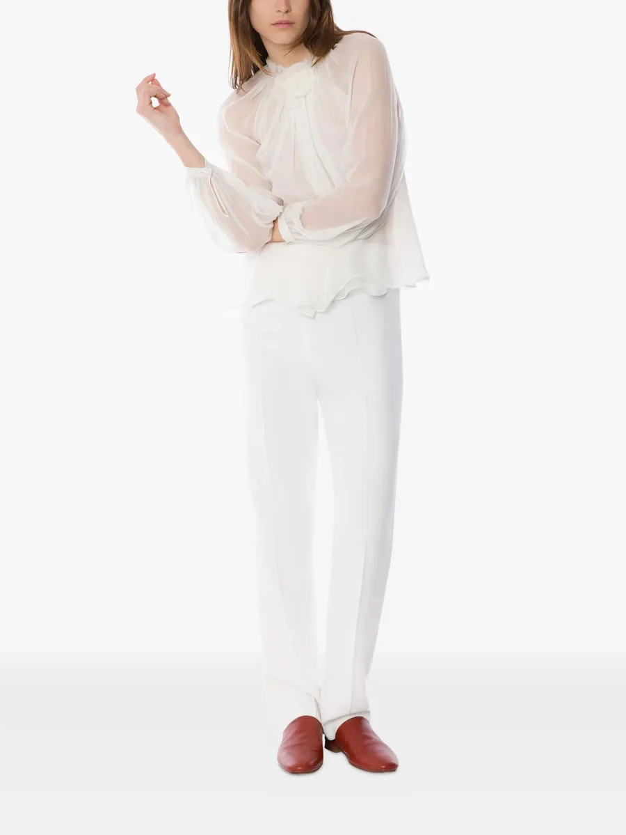 floral-appliqué sheer blouse 3