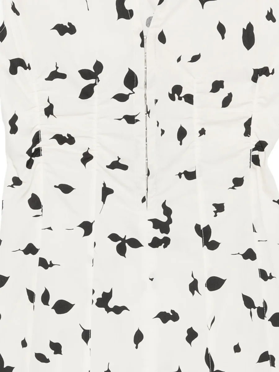leaf-print ruched-detail dress 5