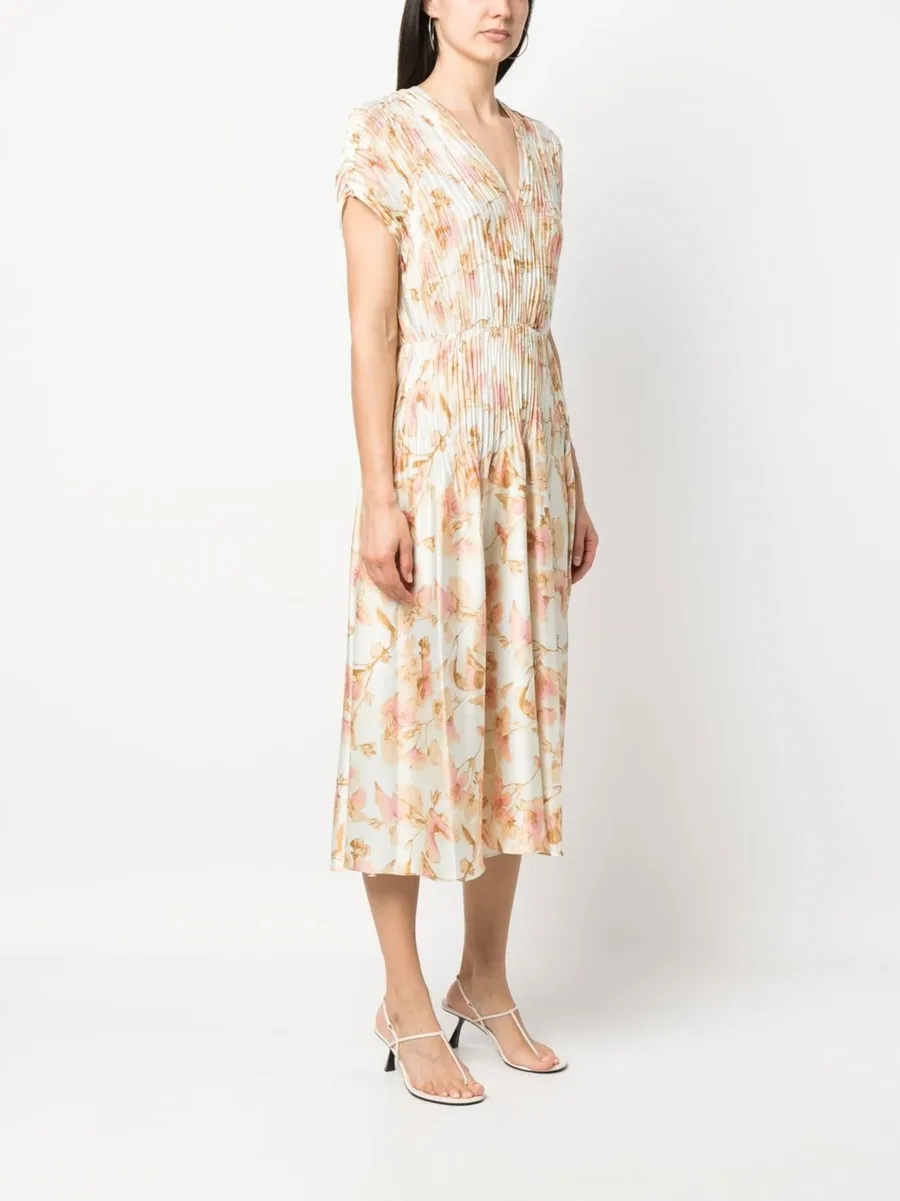 плиссированное платье с цветочным принтом 5