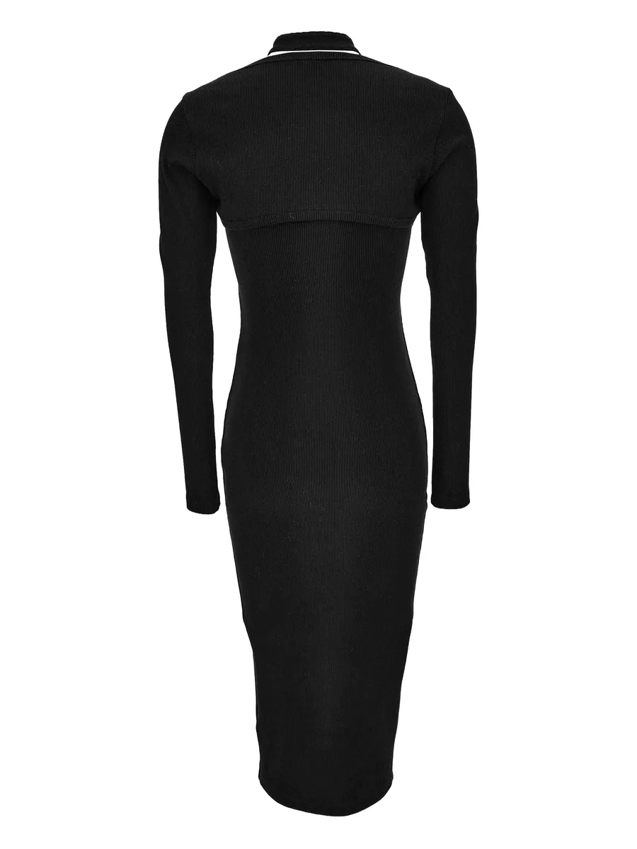 платье в рубчик с перекрестными бретелями 3
