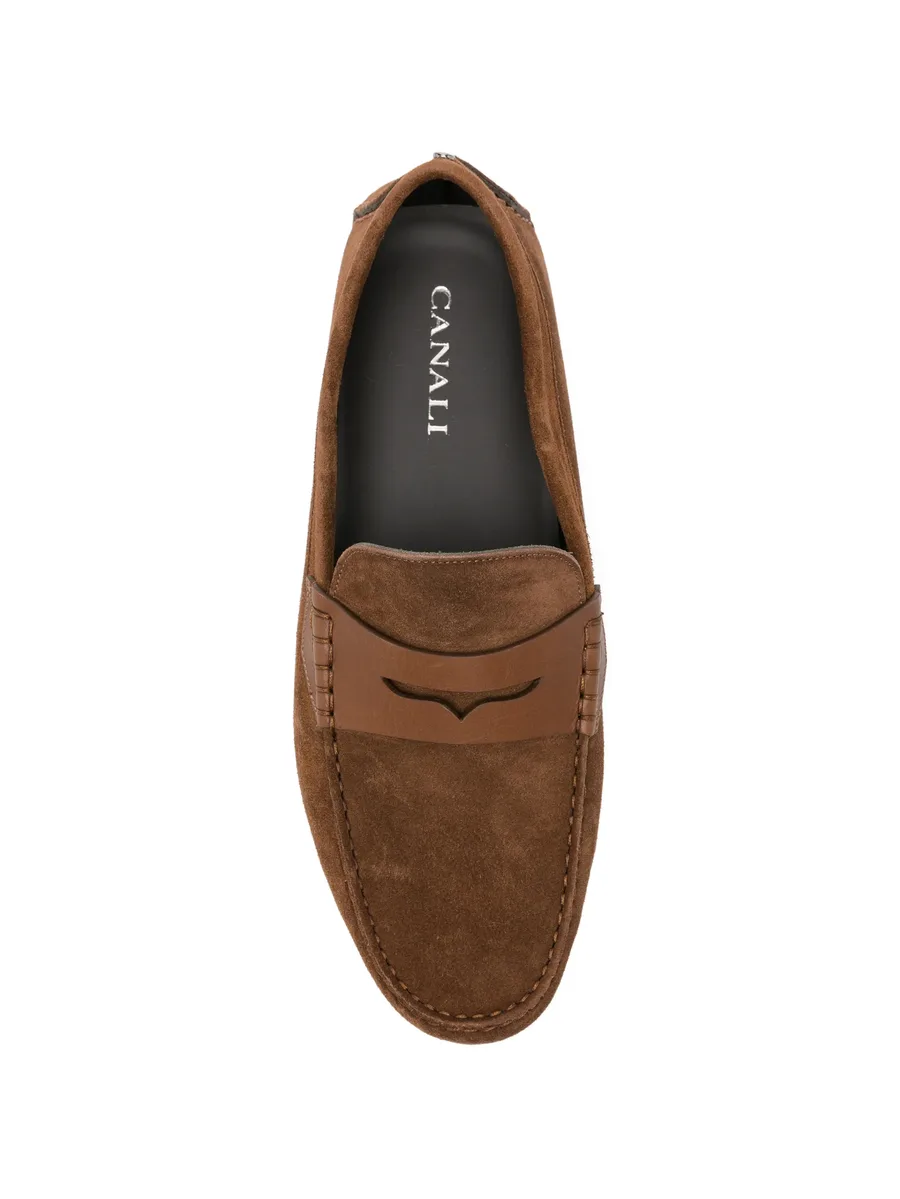 panel leather loafers 8