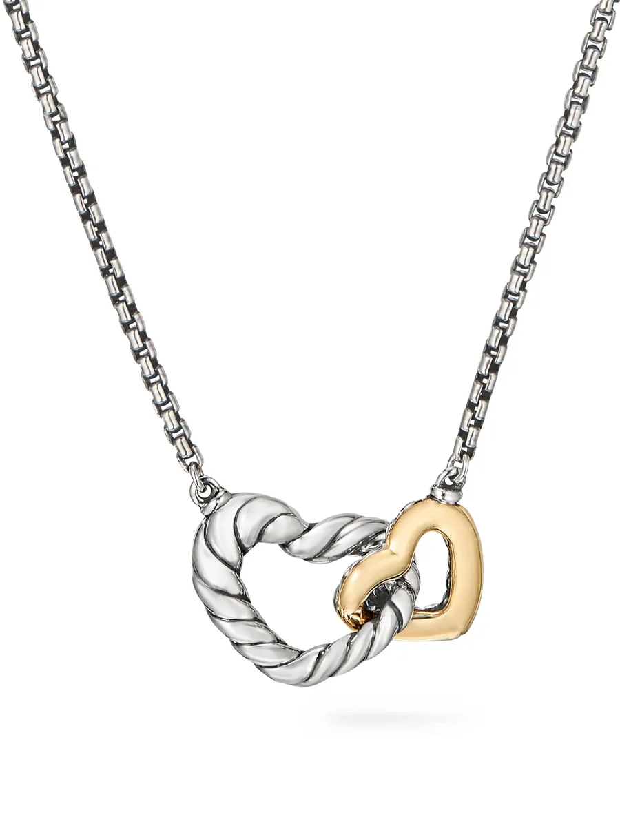 колье Cable Collectibles Interlocking Heart из желтого золота и серебра (16.4 мм) 1