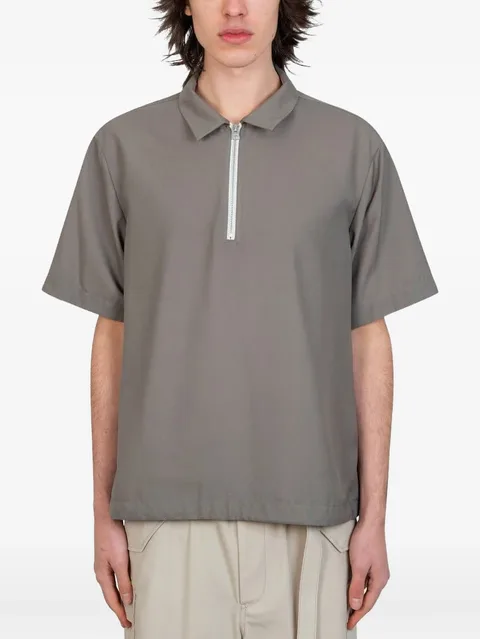 zip-front polo shirt