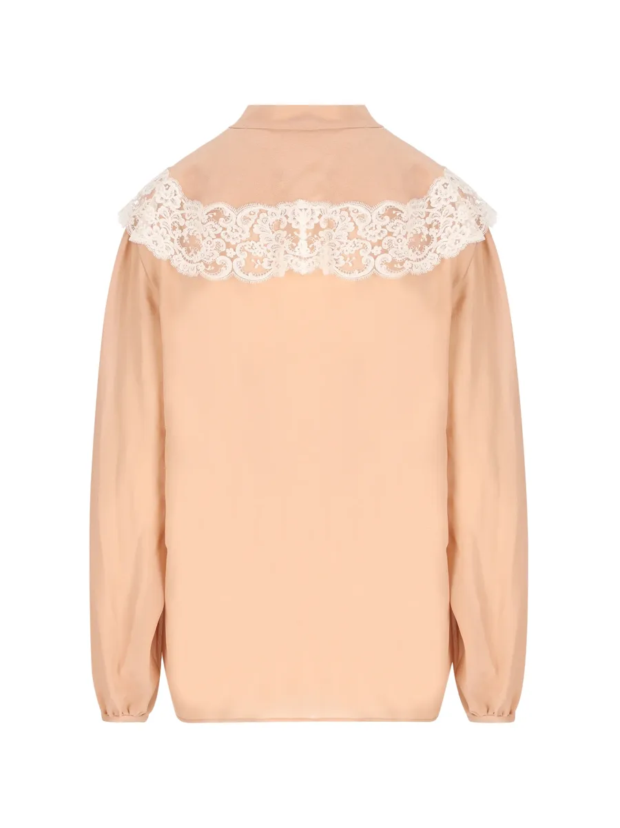 lace-trim tie-neck shirt 4