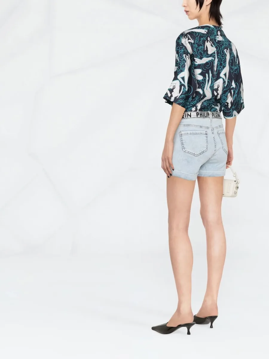 logo-embellished denim shorts 8