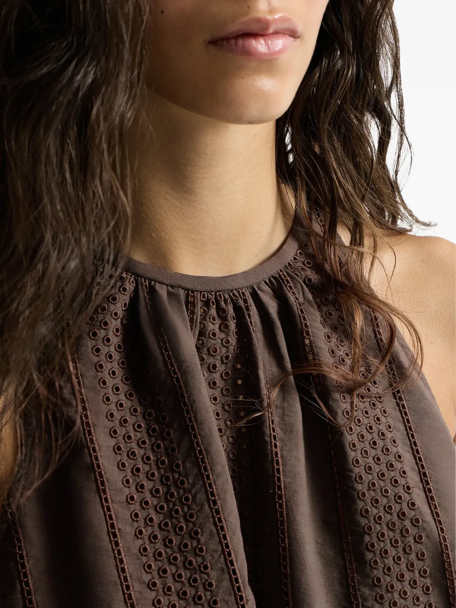 techno cotton poplin broderie anglaise top with monili 12