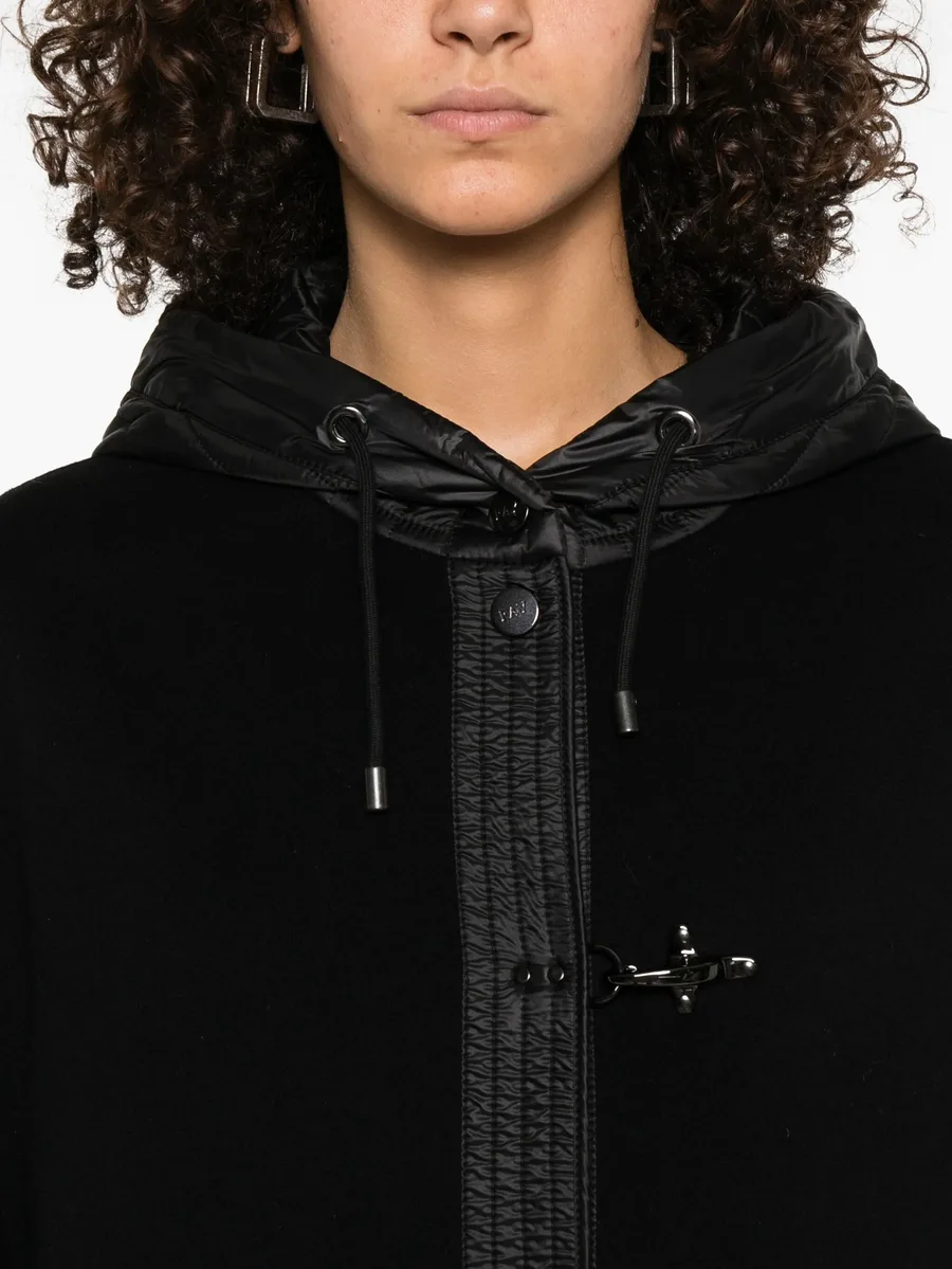 hooded toggle-fastening coat 9