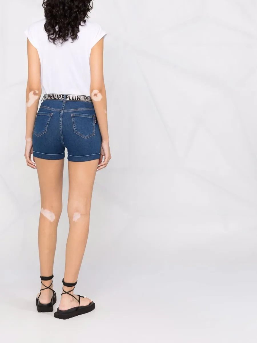 logo-embellished denim shorts 7