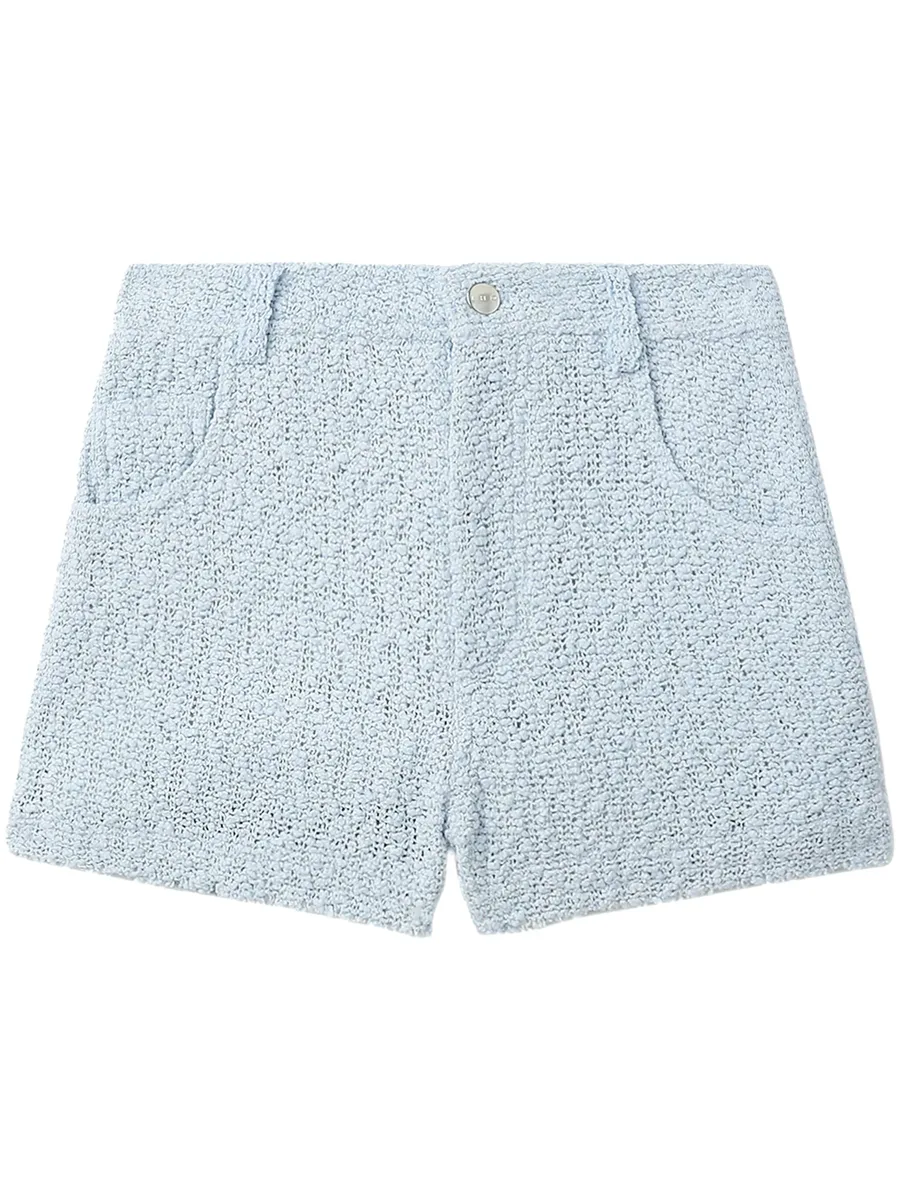 high-waisted tweed shorts 2