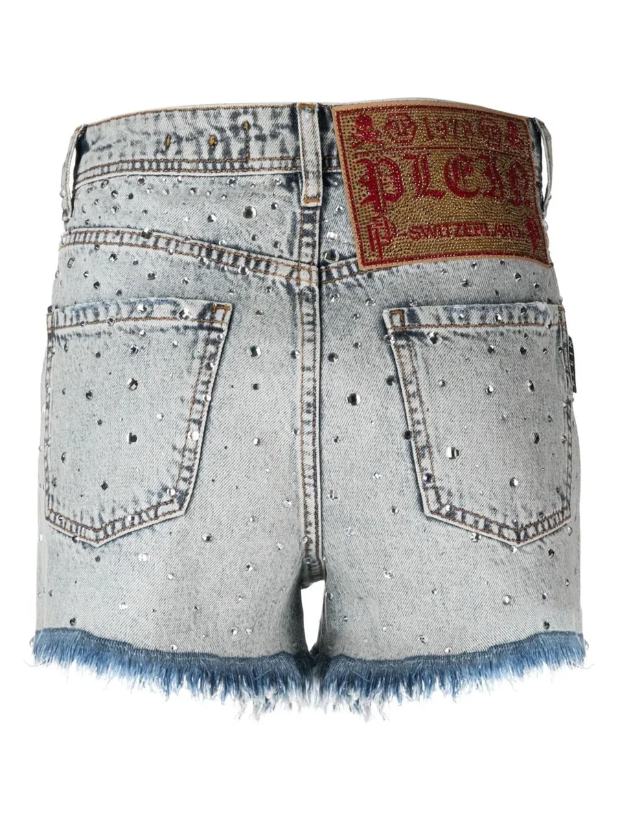 logo-patch crystal-embellished shorts 3