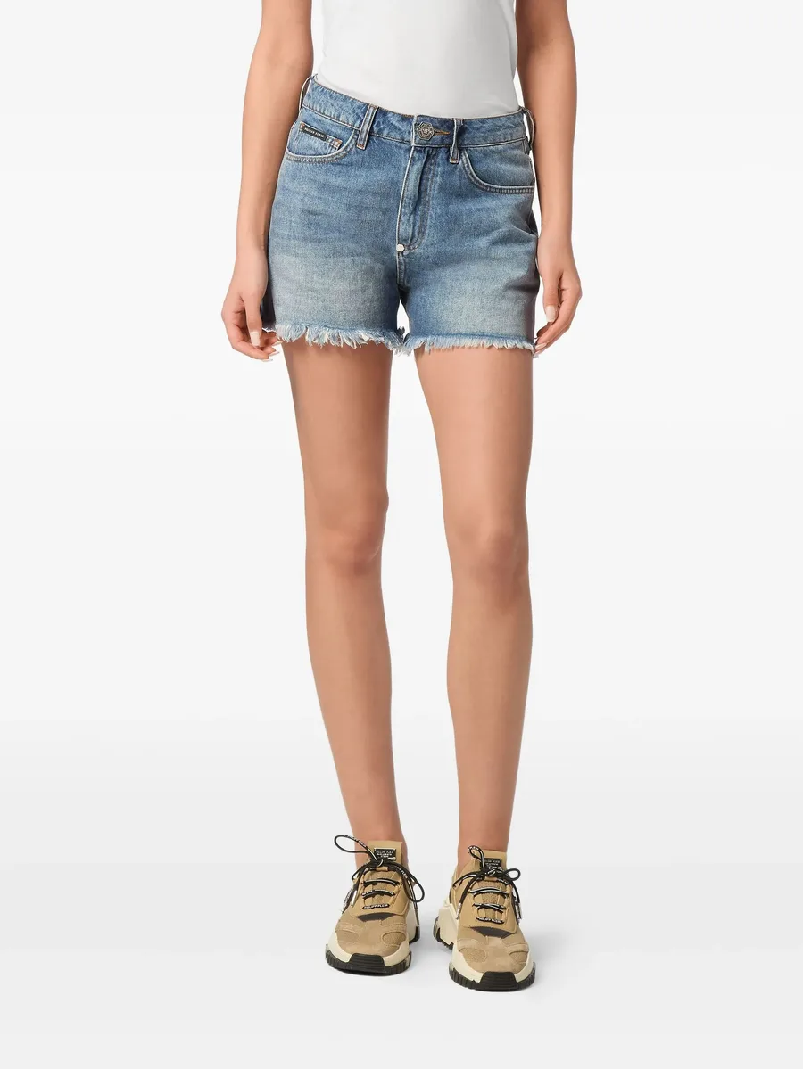 logo-embroidered denim shorts 6