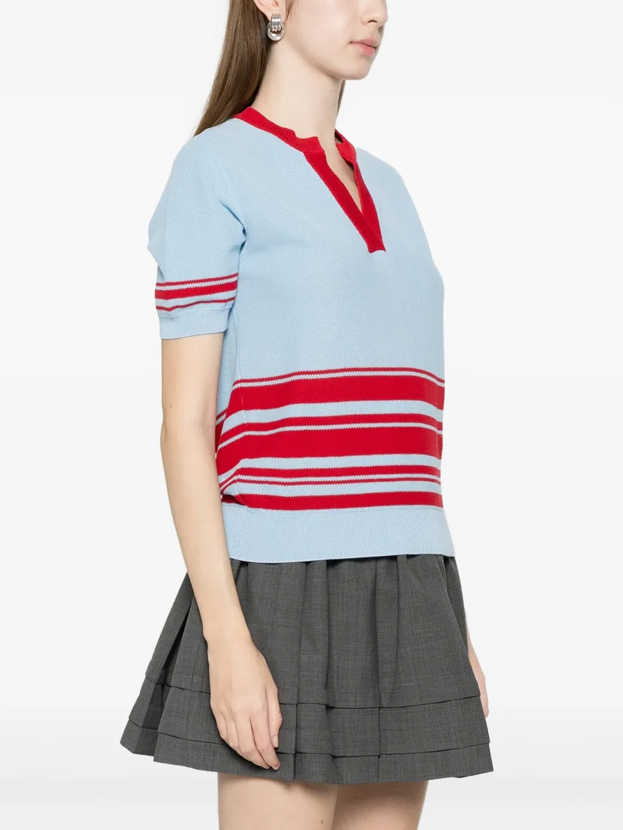 striped V-neck top 5
