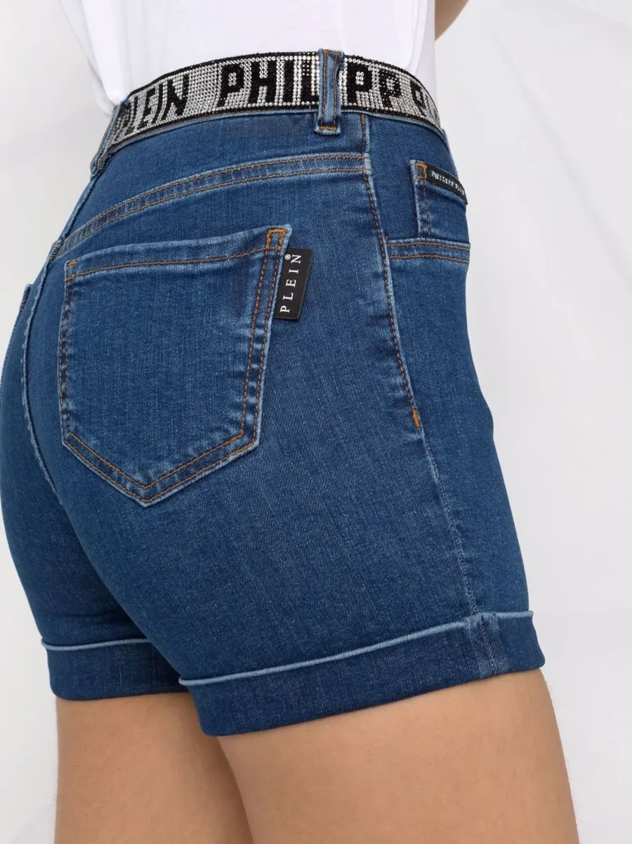 logo-embellished denim shorts 5
