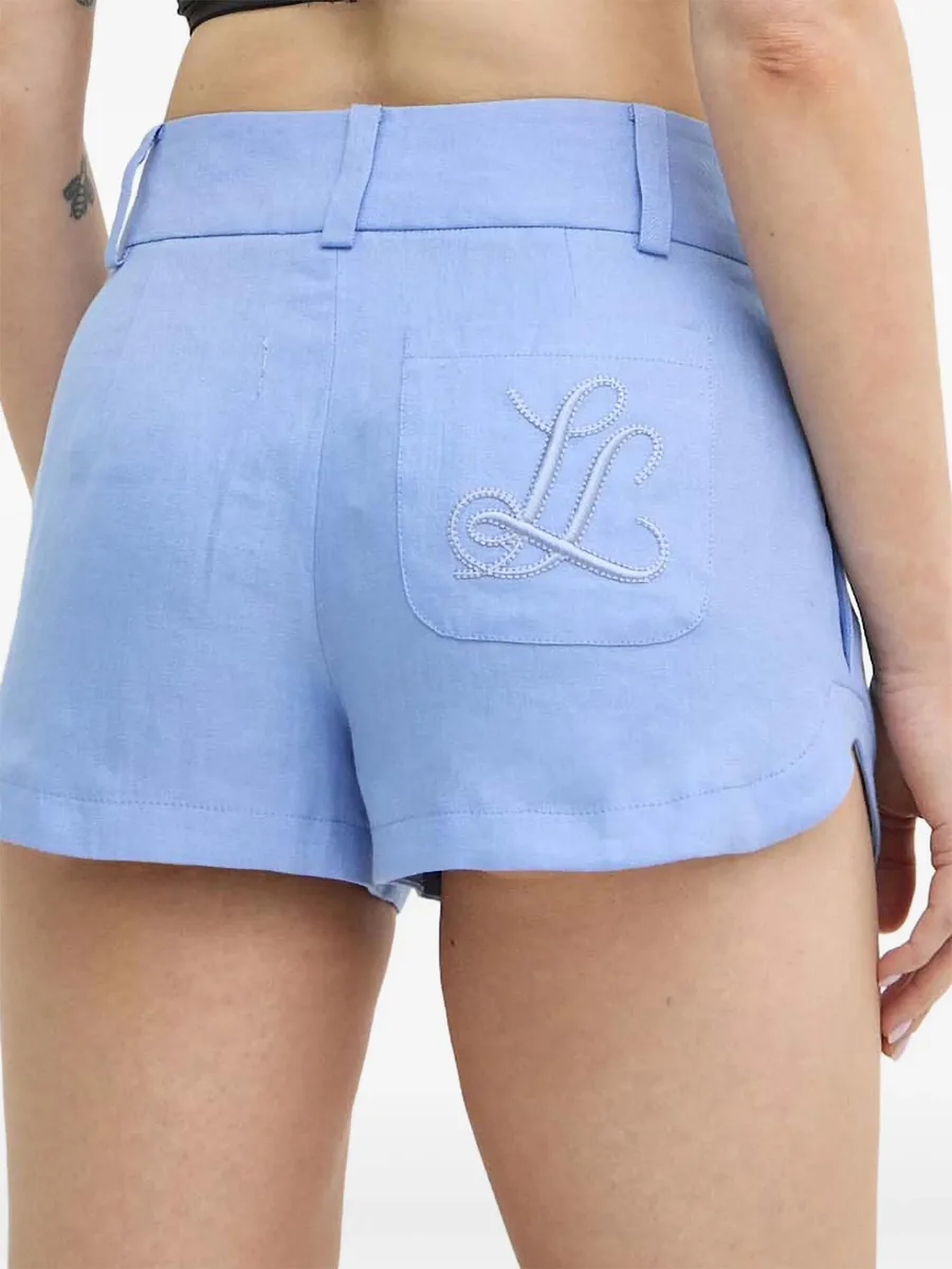 embroidered-pocket linen shorts 3