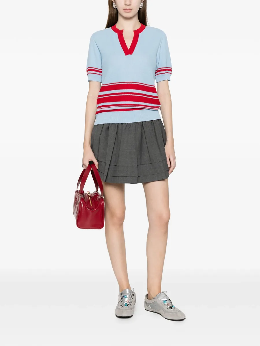 striped V-neck top 4