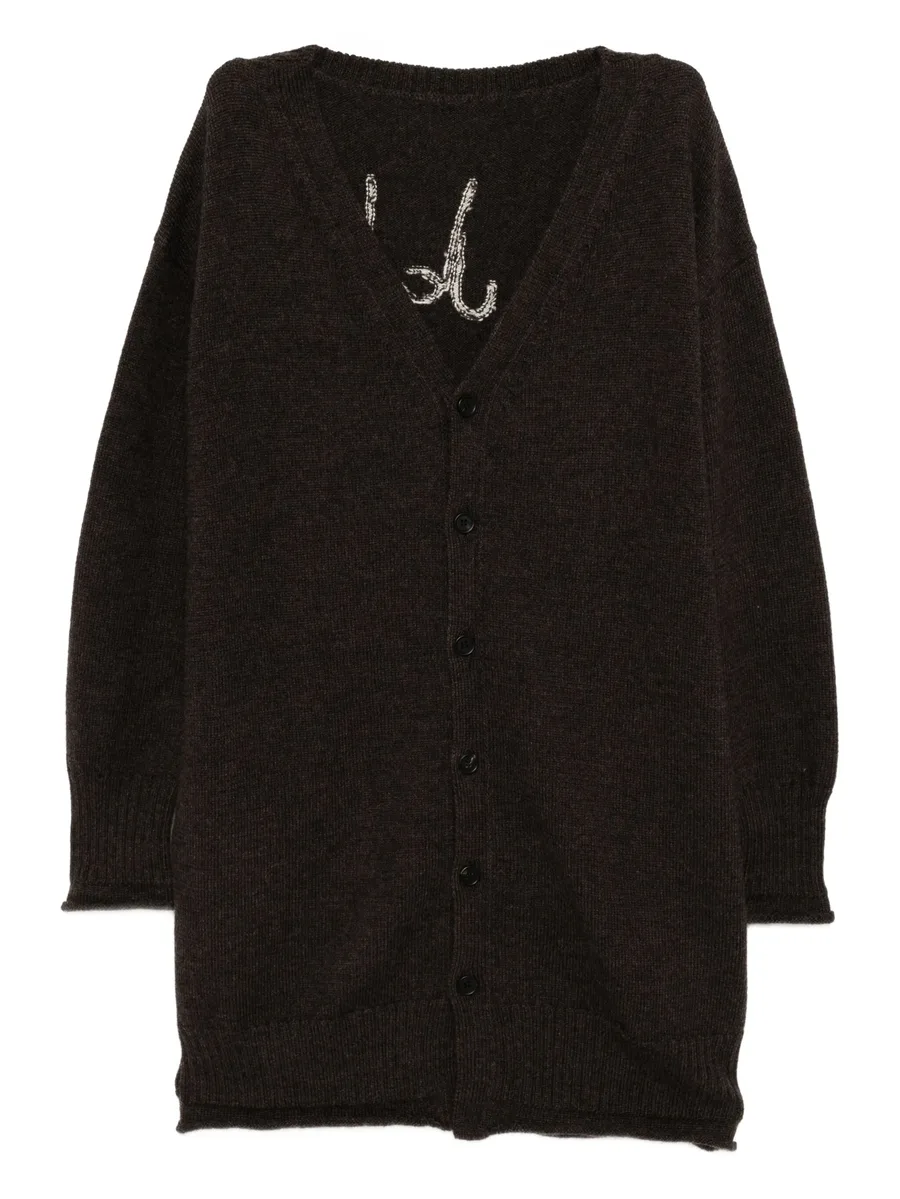 logo-printed v-neck cardigan 2