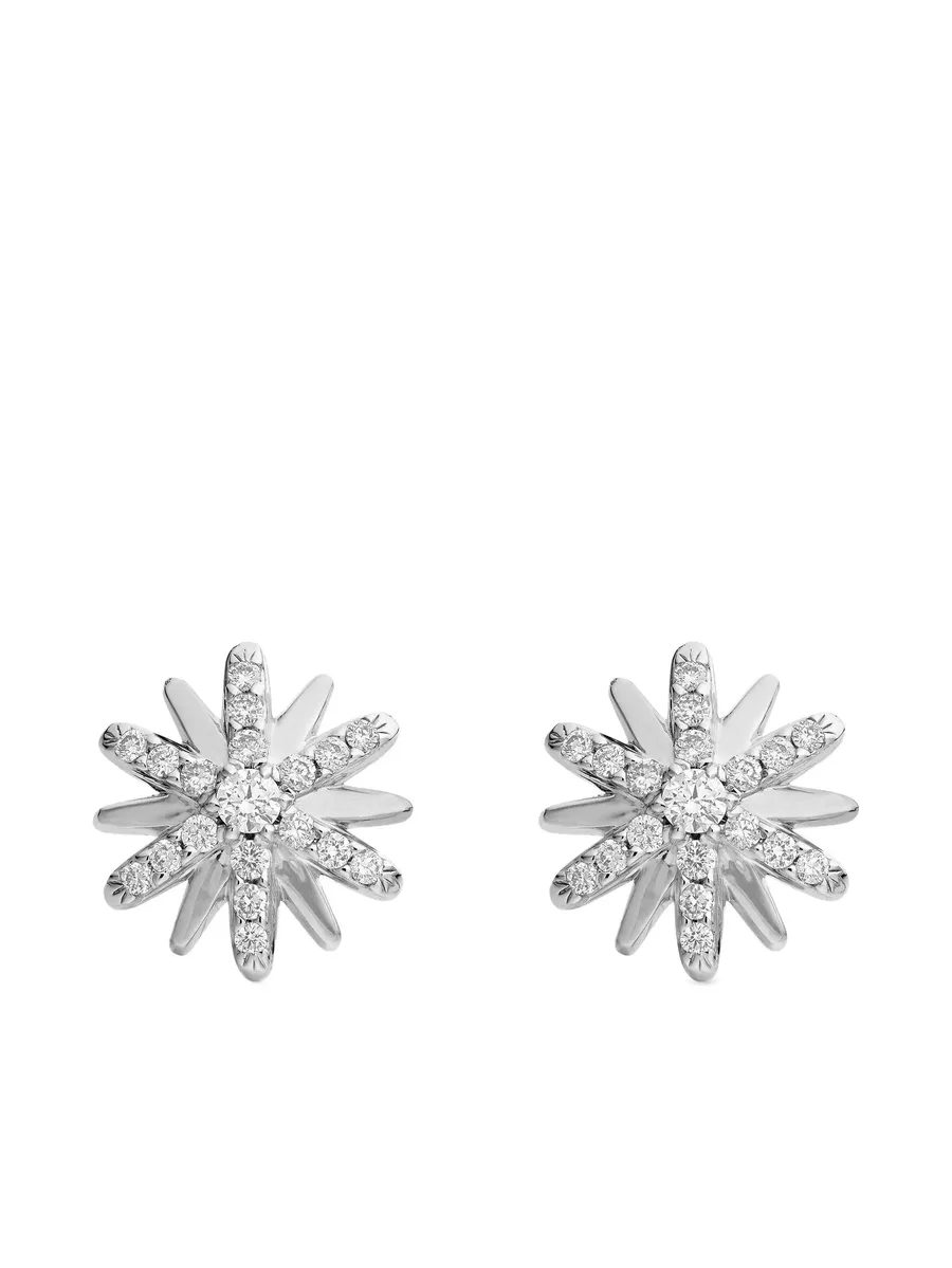 серебряные серьги-гвоздики Petite Starburst с бриллиантами (10 мм) 1