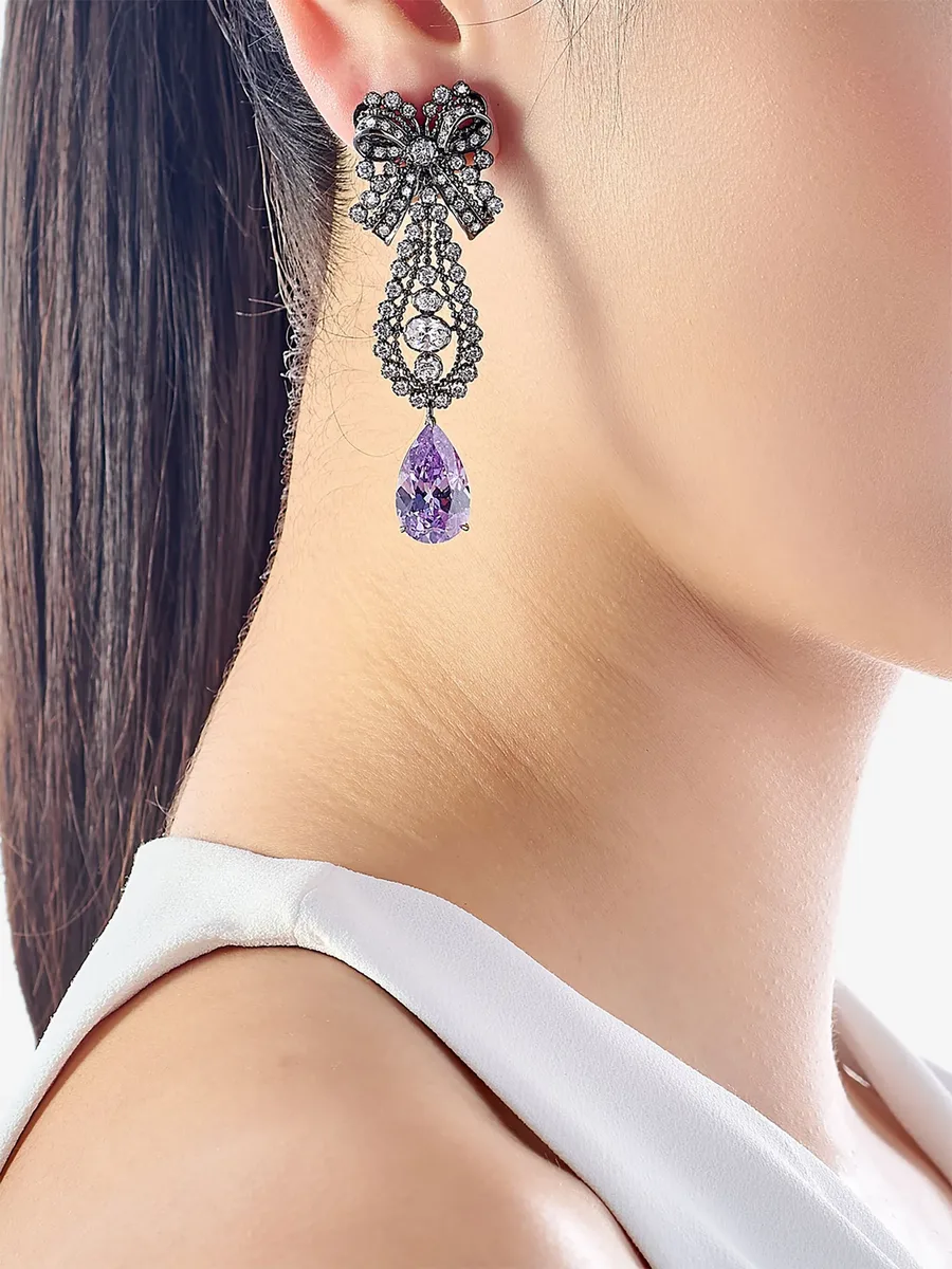 серьги Dentelle Bow с бриллиантами и аматистом 3