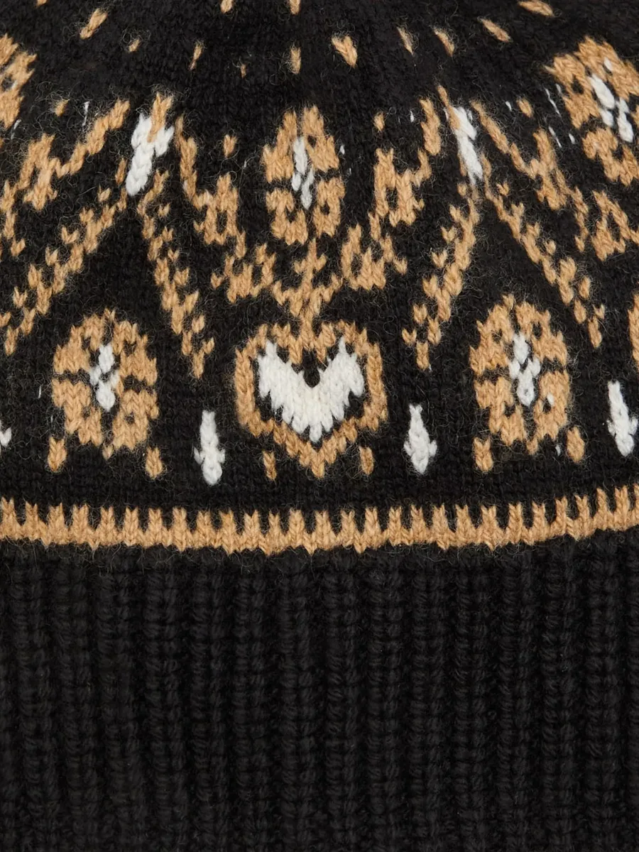 Avers beanie in black and camel multi 3