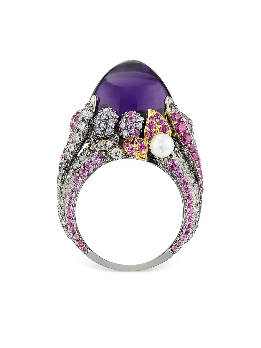 позолоченное кольцо Amethyst Sugarloaf Berry с камнями 3