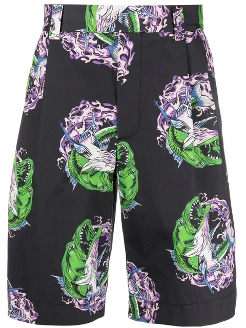 graphic-print straight-leg shorts