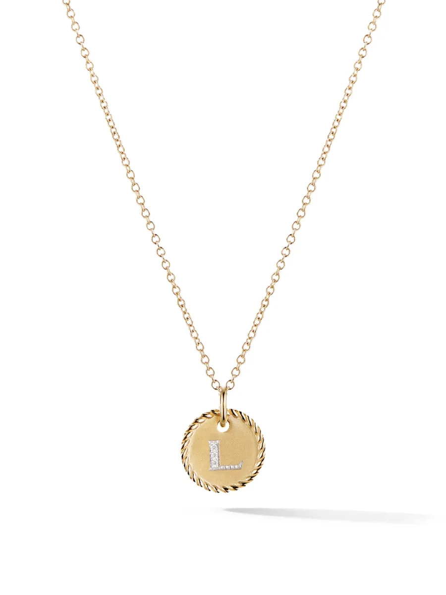 колье L Initial Charm из желтого золота с бриллиантами 1